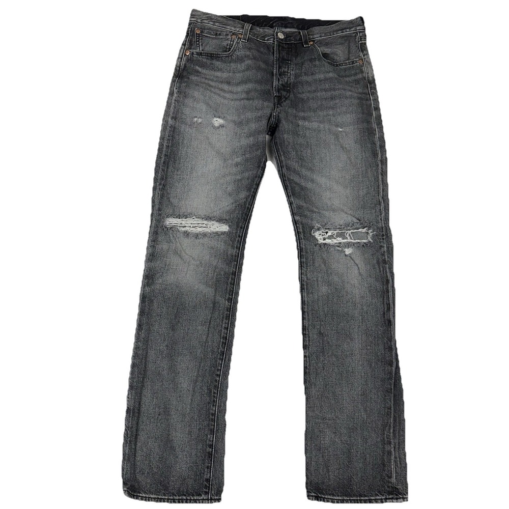 Levi's 501 Original Fit Jeans‎ Men's 32x32 Faded Black Denim Straight Leg Grunge